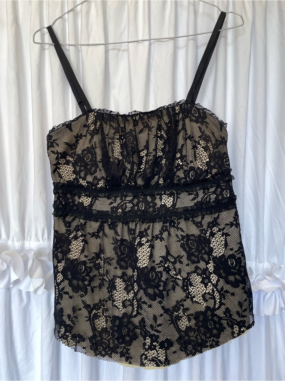 Black Lace Overlay Camisole Top